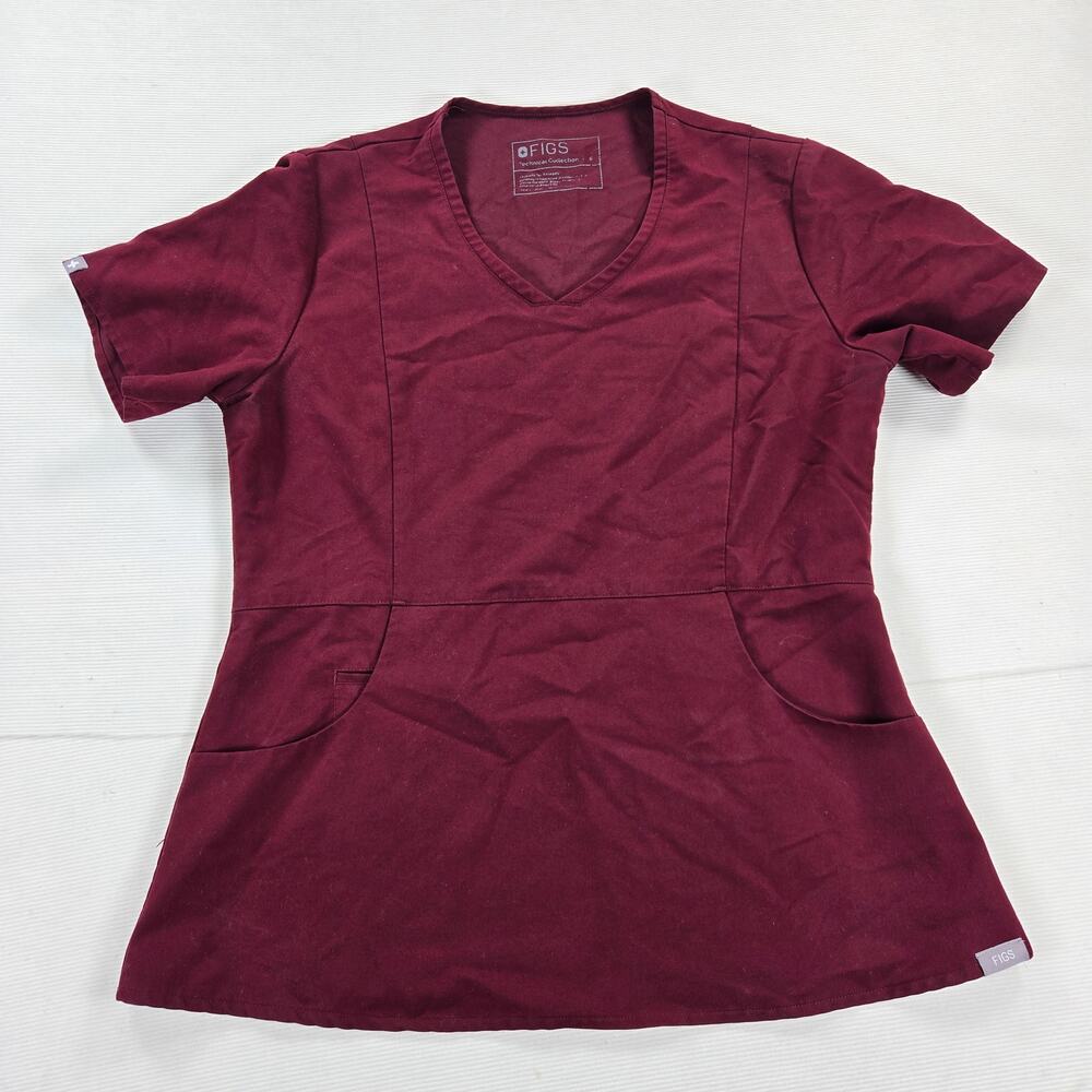 Figs Medical Aburi Scrub Top in Burgudy Women's Size Small